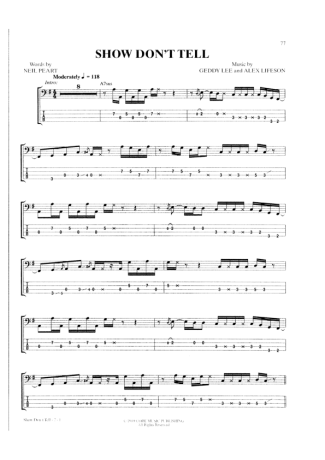 Rush Show Dont Tell score for Bass