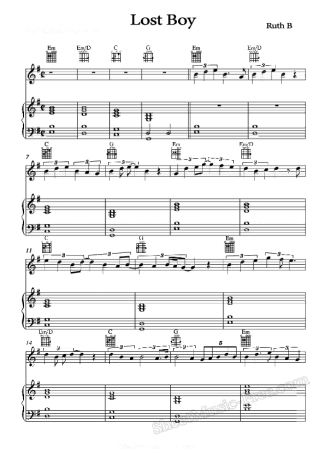 Ruth B Lost Boy score for Piano