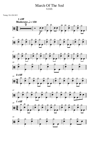 S.O.D. March Of The Sod score for Drums