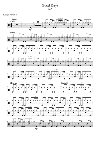 SZA Good Days score for Drums