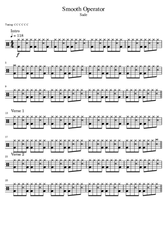 Sade Smooth Operator score for Drums