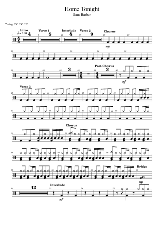 Sam Barber Home Tonight score for Drums