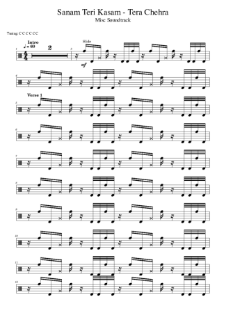 Sanam Teri Kasam Tera Chehra (for Tabla) score for Drums