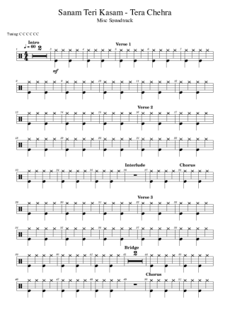 Sanam Teri Kasam Tera Chehra score for Drums