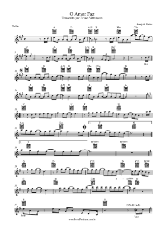 Sandy e Junior O Amor Faz score for Acoustic Guitar