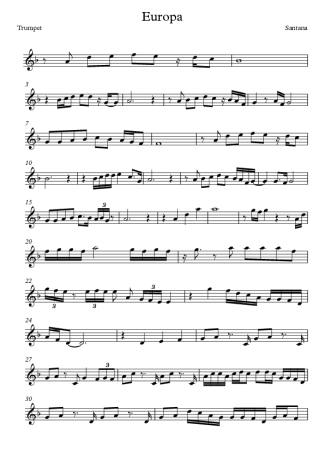Santana, Michelle Branch Europa score for Trumpet