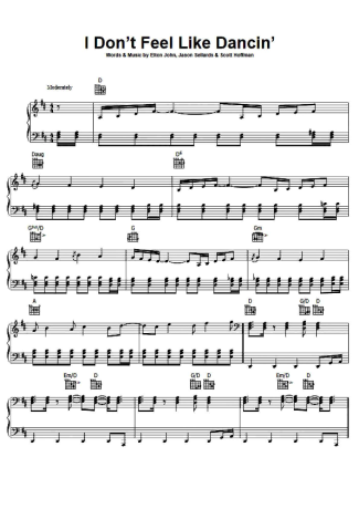 Scissor Sisters I Don´t Feel Like Dancin´ score for Piano