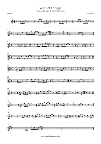Scorpions Wind Of Change score for Flute
