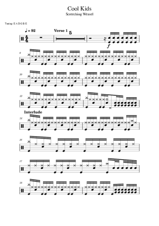Screeching Weasel Cool Kids score for Drums