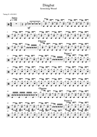 Screeching Weasel Dingbat score for Drums