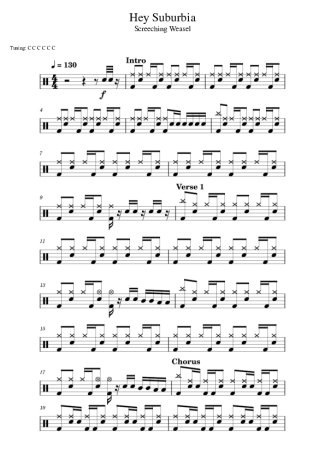 Screeching Weasel Hey Suburbia score for Drums