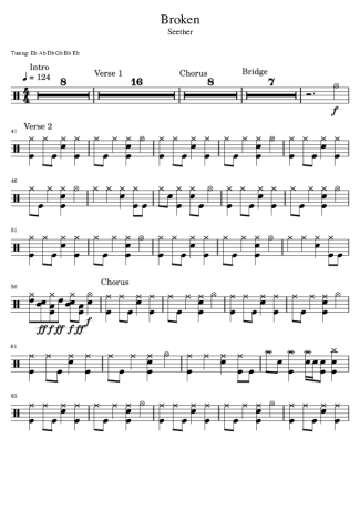 Seether Broken feat. Amy Lee score for Drums