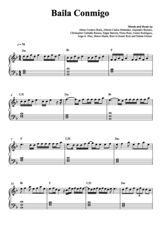 Selena Gomez Baila Conmigo (feat Rauw Alejandro) score for Piano