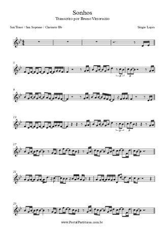 Sérgio Lopes Sonhos score for Clarinet (Bb)