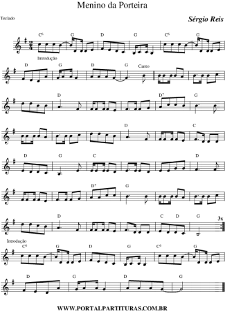Sérgio Reis O Menino da Porteira score for Keyboard