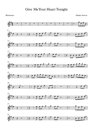 Shakin´ Stevens Give Me Your Heart Tonight score for Harmonica