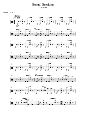Sham 69 Borstal Breakout score for Drums