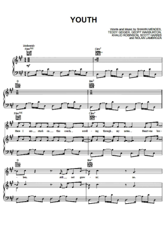 Shawn Mendes Youth score for Piano