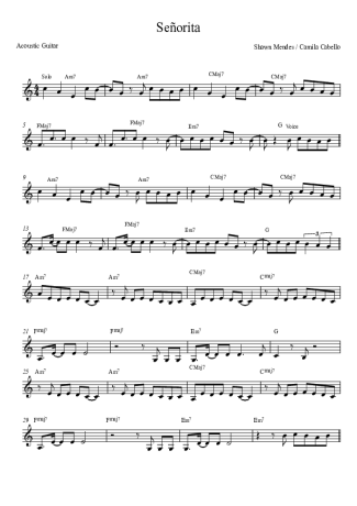 Shawn Mendes and Camila Cabello Señorita score for Acoustic Guitar