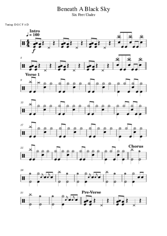 Six Feet Under Beneath A Black Sky score for Drums