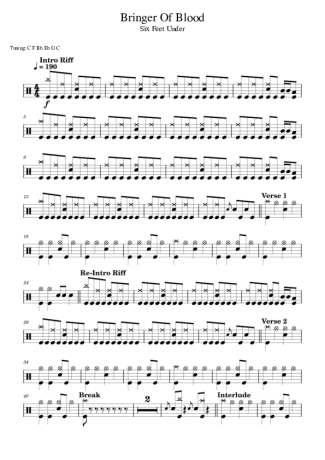 Six Feet Under Bringer Of Blood score for Drums
