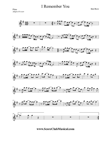 Skid Row I Remember You score for Flute