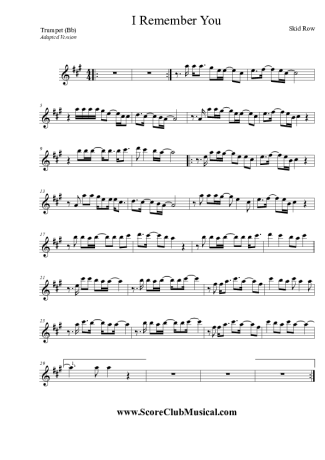 Skid Row I Remember You score for Trumpet