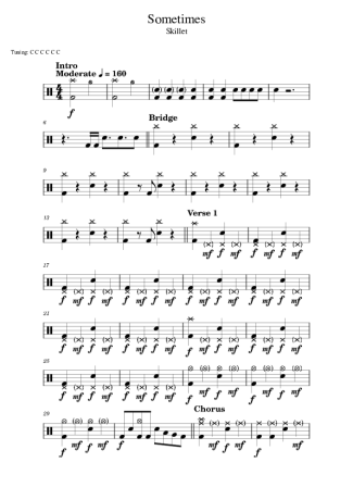 Skillet Sometimes score for Drums