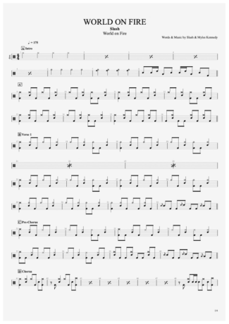 Slash World On Fire score for Drums
