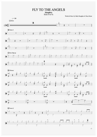 Slaughter Fly To The Angels score for Drums