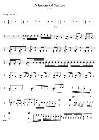 Slayer Delusions Of Saviour score for Drums