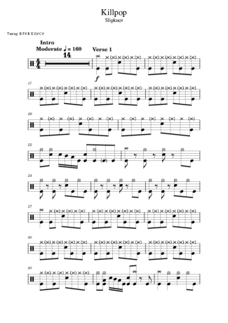 Slipknot Killpop (drums 1) score for Drums