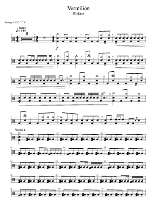 Slipknot Vermilion score for Drums