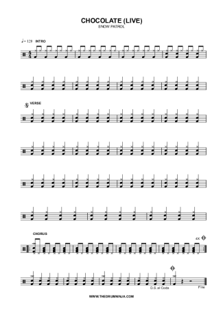 Snow Patrol Chocolate score for Drums
