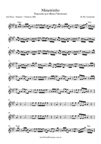 Só Pra Contrariar Mineirinho score for Tenor Saxophone Soprano (Bb)