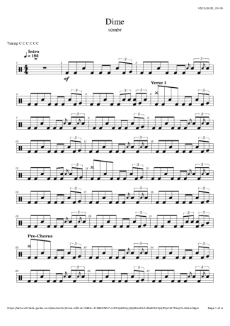 Sombr Dime score for Drums