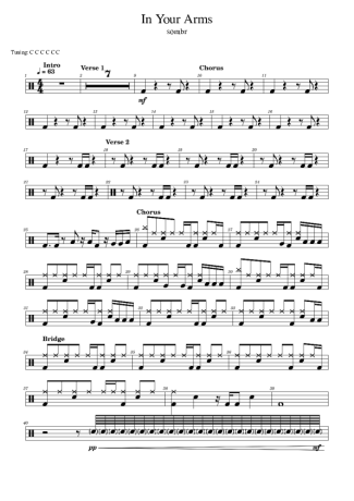 Sombr In Your Arms score for Drums