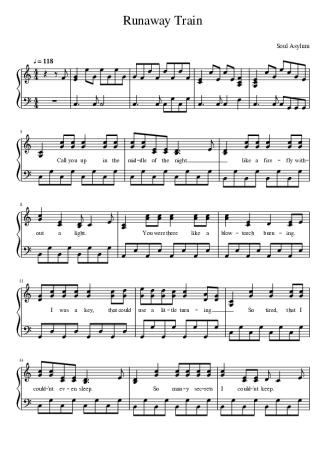 Soul Asylum Runaway Train score for Piano