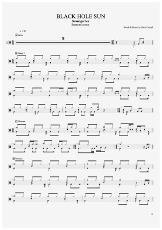 Soundgarden Black Hole Sun score for Drums