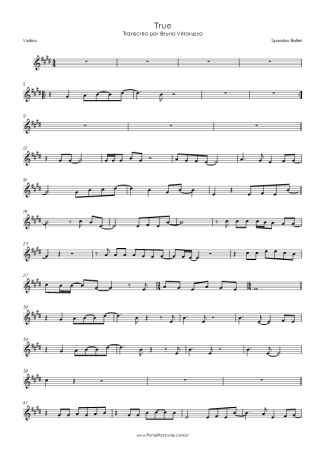 Spandau Ballet True score for Alto Saxophone