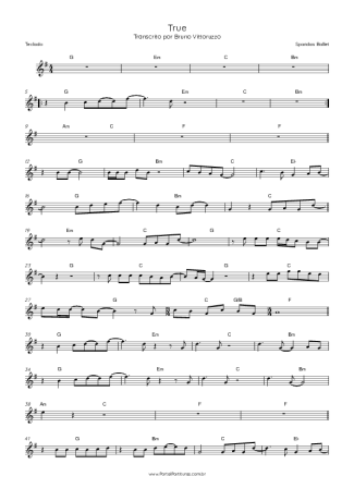 Spandau Ballet True score for Keyboard