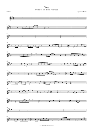 Spandau Ballet True score for Violin