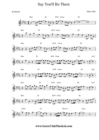 Spice Girls Say You'll Be There score for Keyboard