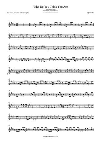 Spice Girls Who Do You Think You Are score for Tenor Saxophone Soprano (Bb)