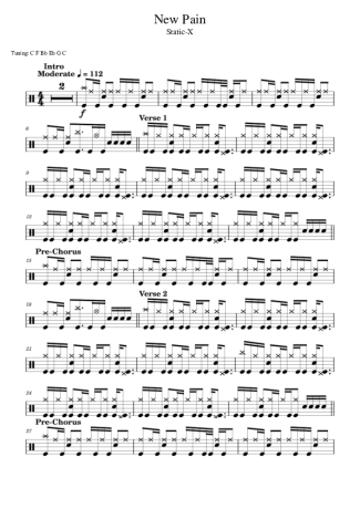 Static X New Pain score for Drums