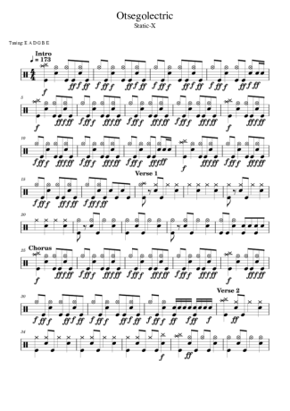 Static X Otsegolectric score for Drums
