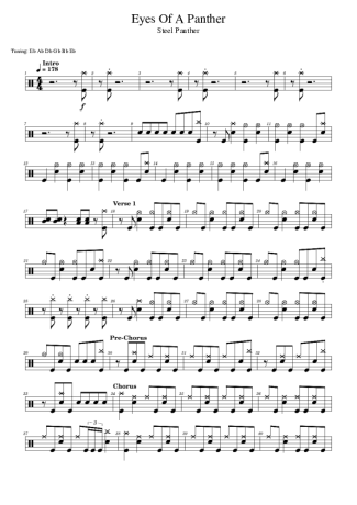 Steel Panther Eyes Of A Panther score for Drums
