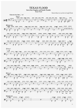 Steve Rai Vaughan and Double Trouble Texas Flood score for Drums