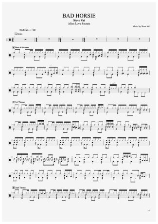 Steve Vai Bad Horsie score for Drums