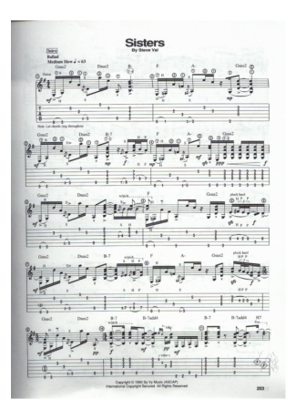 Steve Vai Sisters score for Guitar